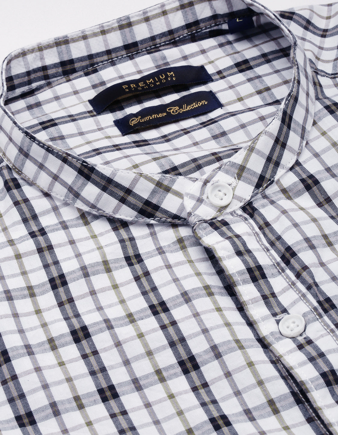 Men White Checked Casual Shirt