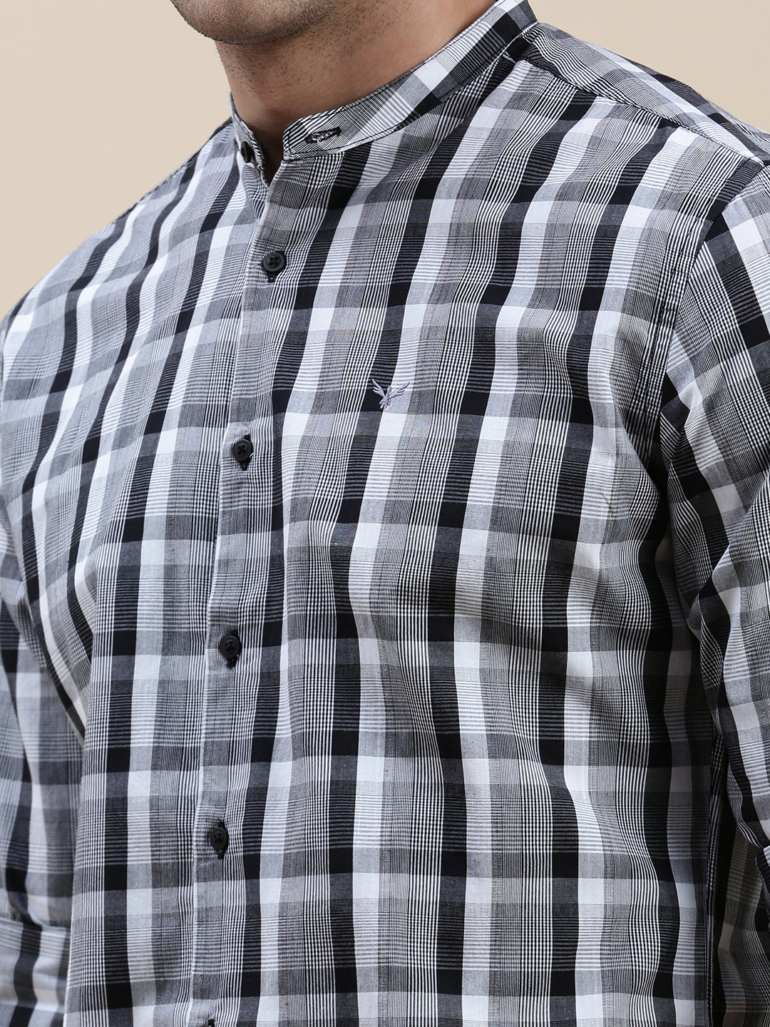 Men Grey Checked Casual Shirt