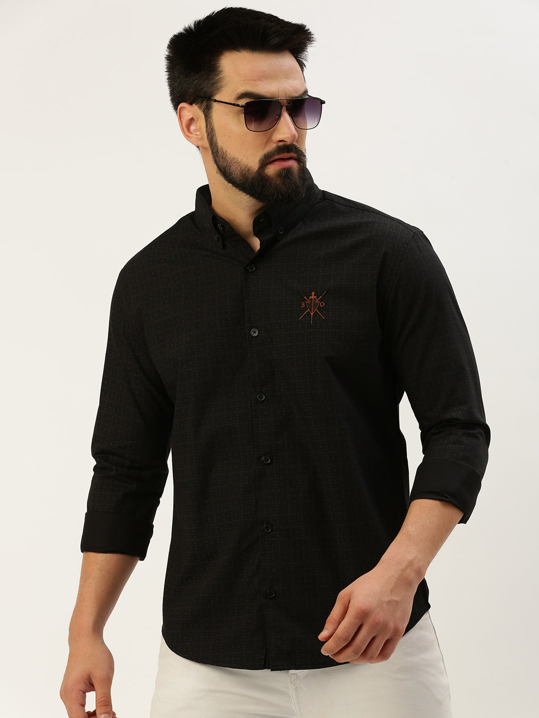 Men Black Checked Casual Shirt