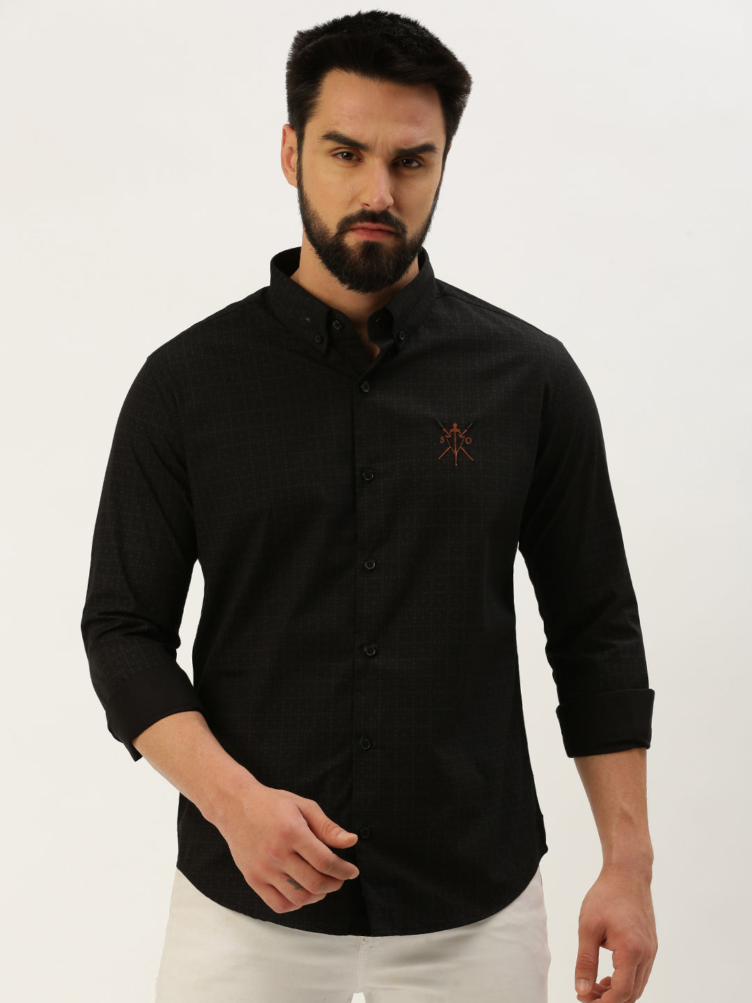 Men Black Checked Casual Shirt