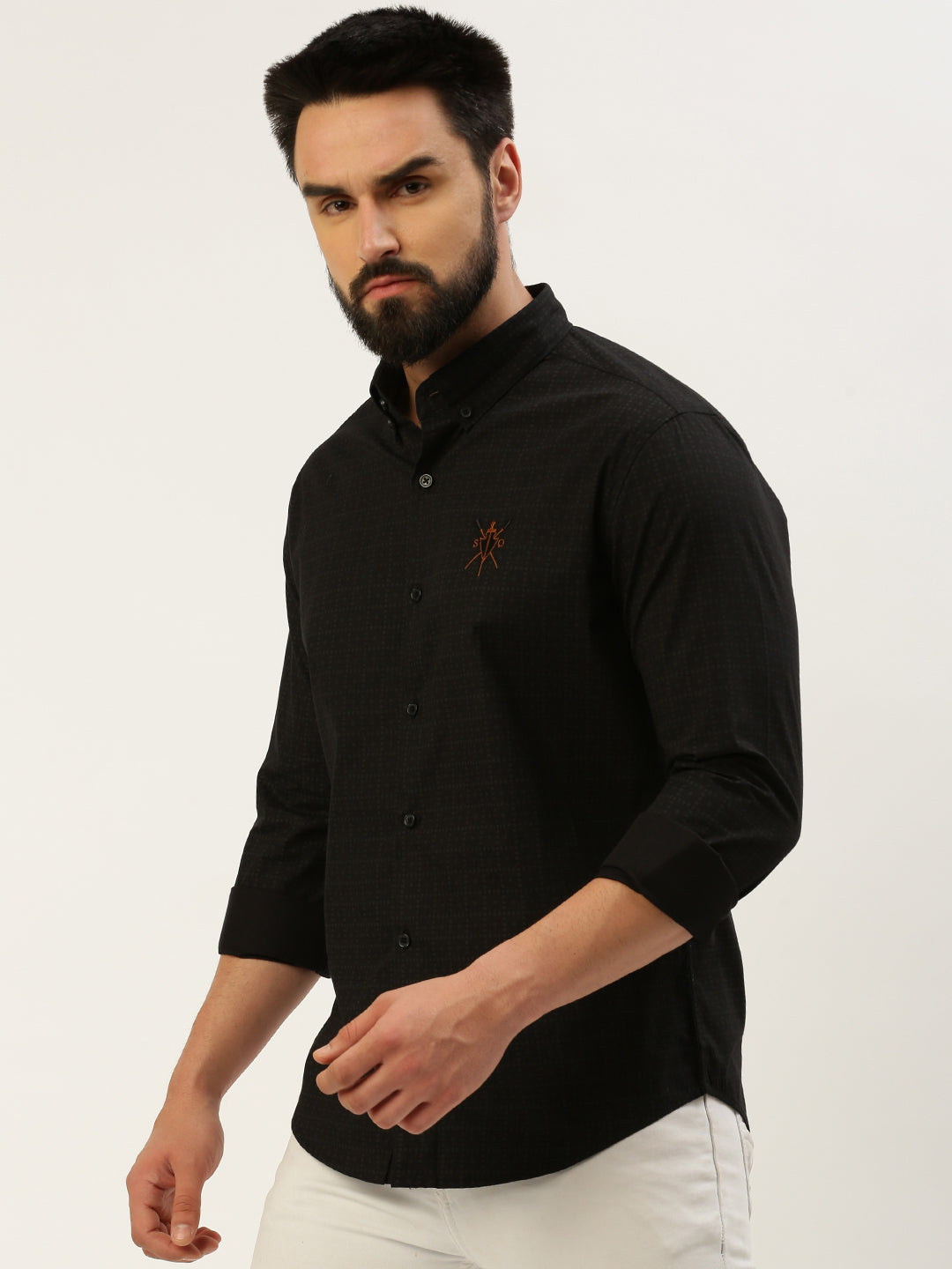 Men Black Checked Casual Shirt