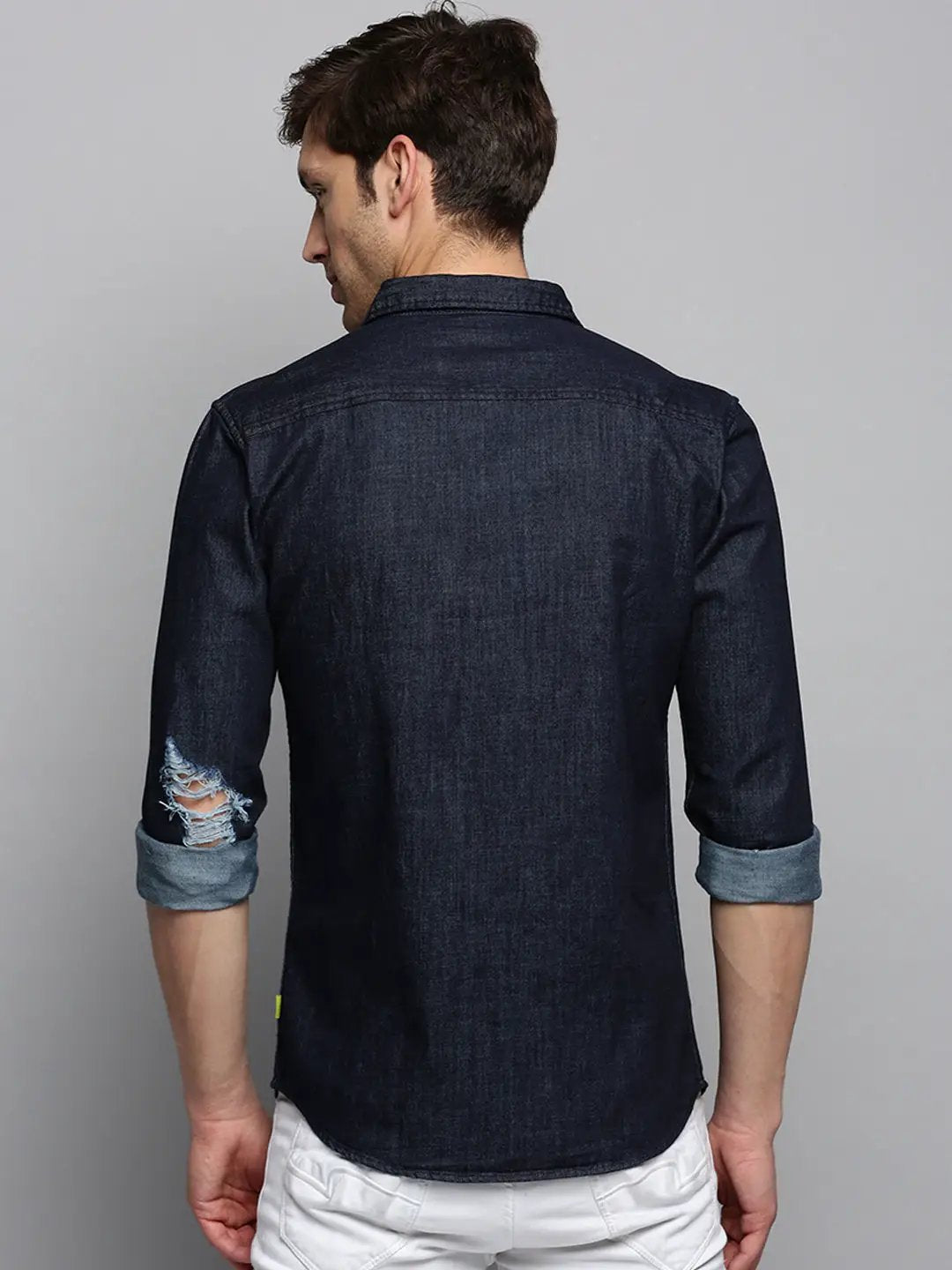 Men's Navy Solid Casual Shirt