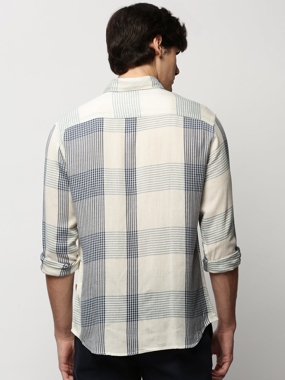 Men's White Checked Casual Shirts