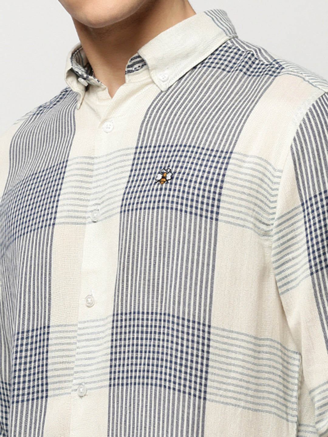 Men's White Checked Casual Shirts