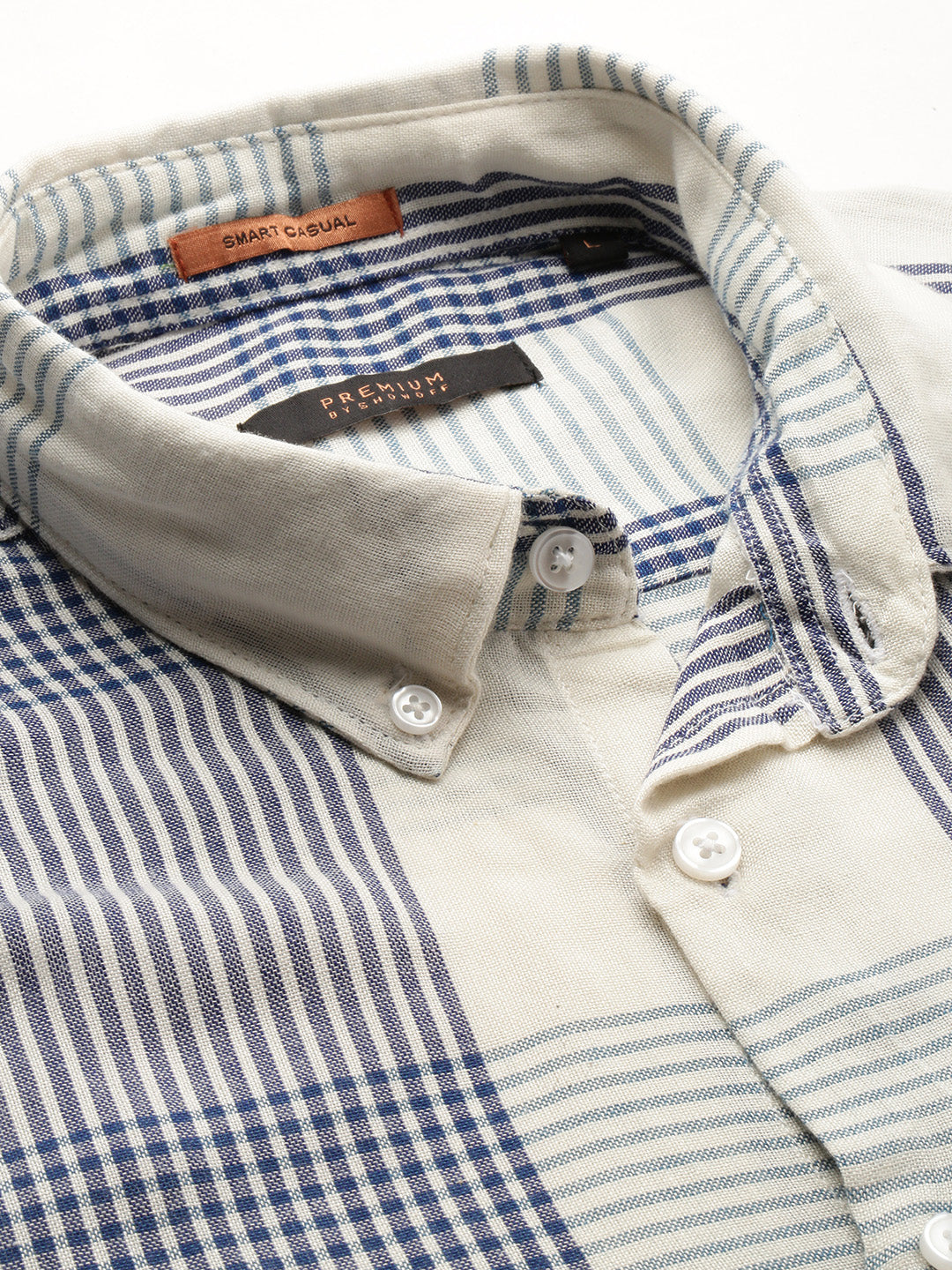 Men's White Checked Casual Shirts