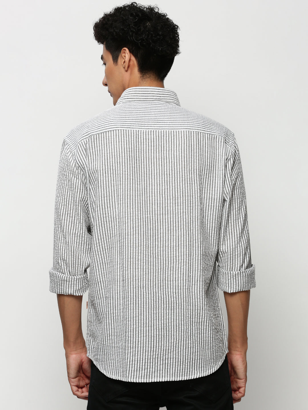 Men White Striped Casual Casual Shirts