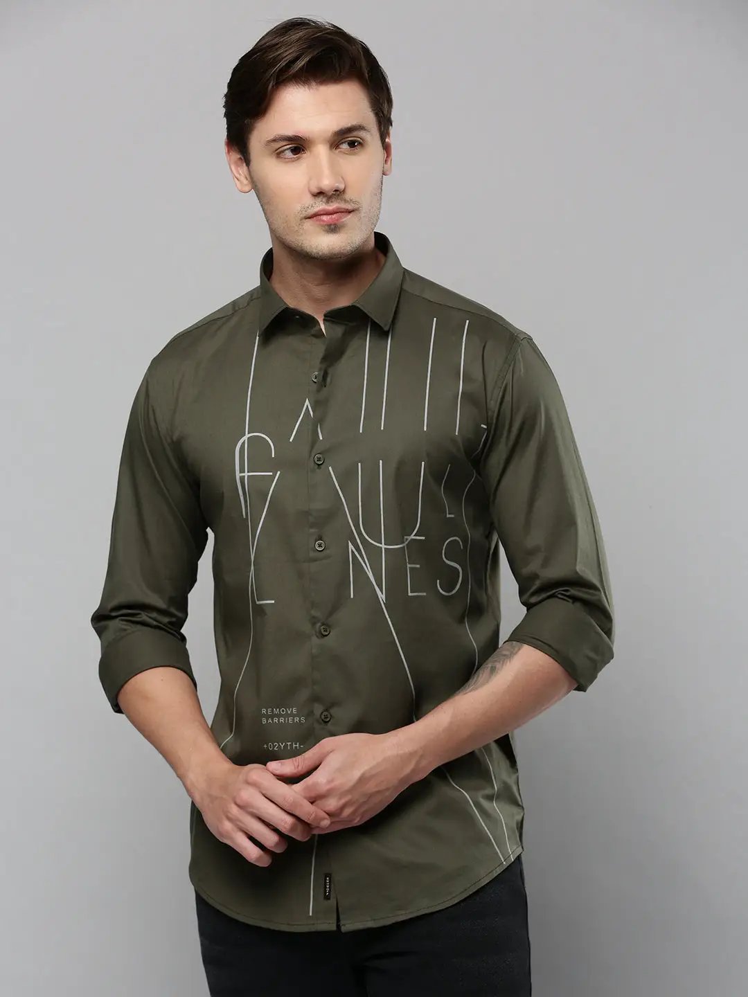 Men's Green Printed Casual Shirt