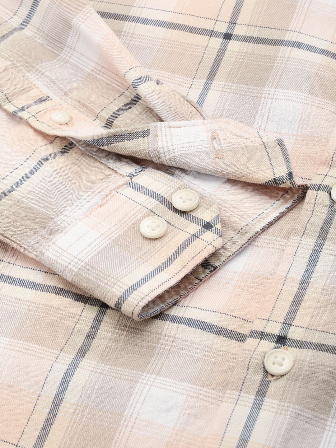 Men Beige Checked Casual Shirt