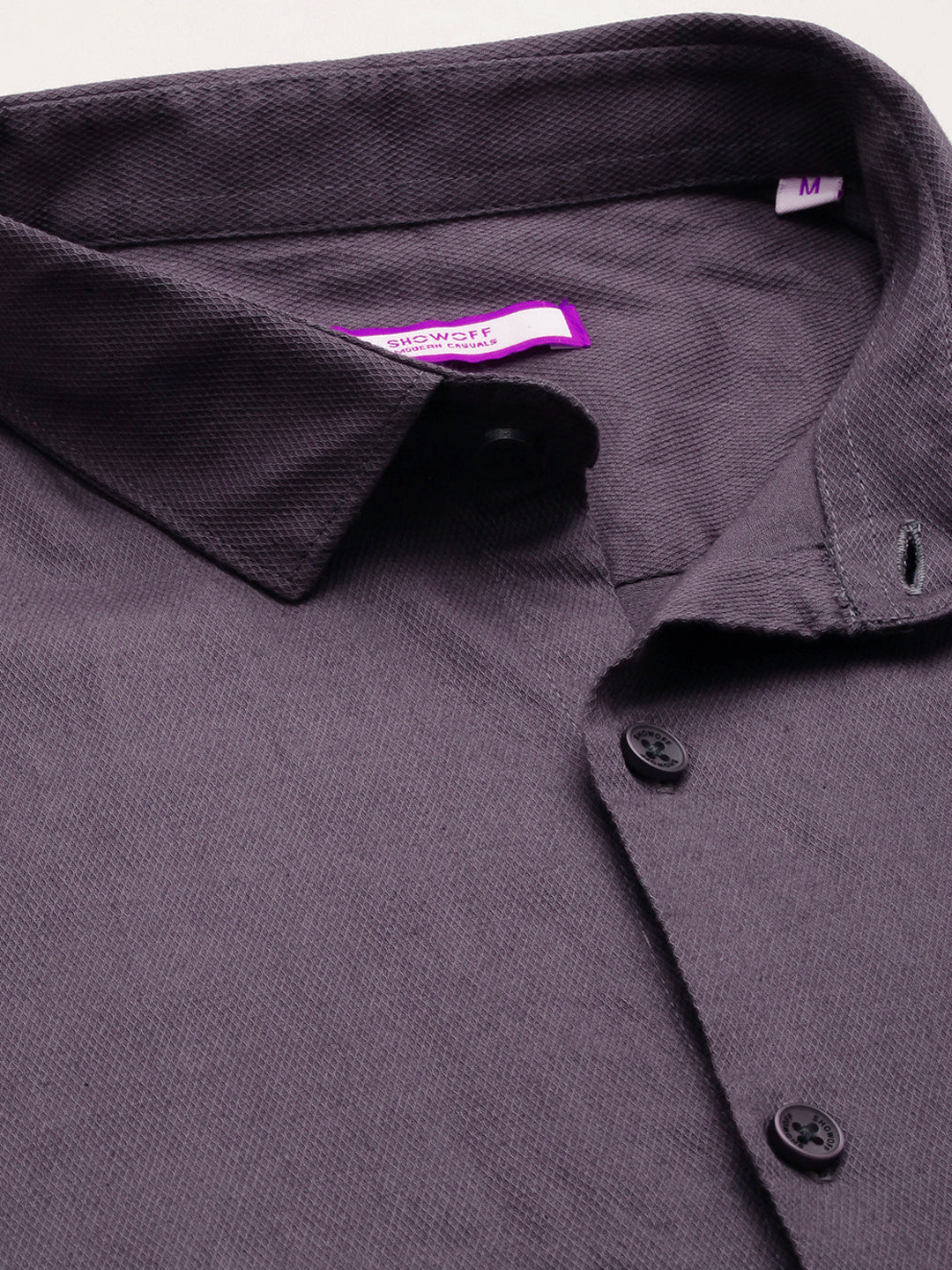 Men's Grey Textured Casual Shirt