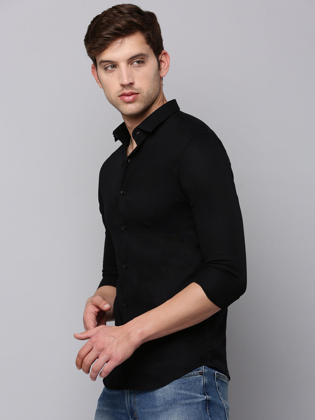 Men's Black Textured Casual Shirt