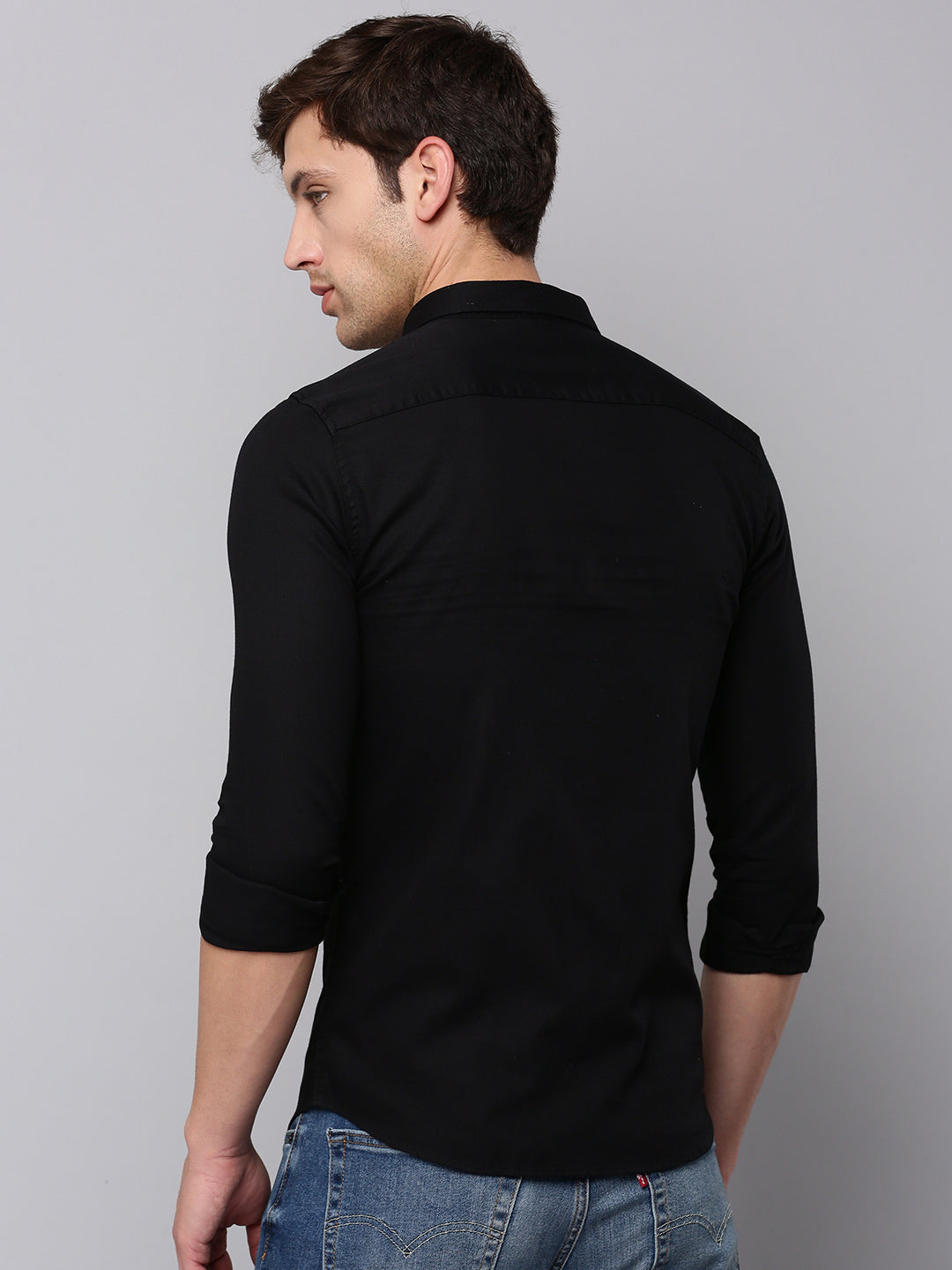Men's Black Textured Casual Shirt