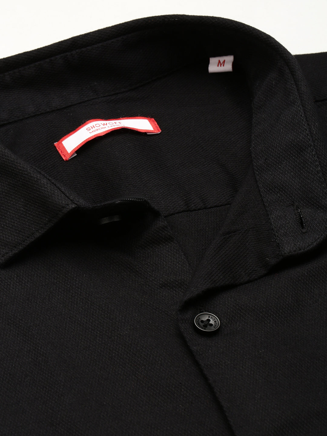 Men's Black Textured Casual Shirt