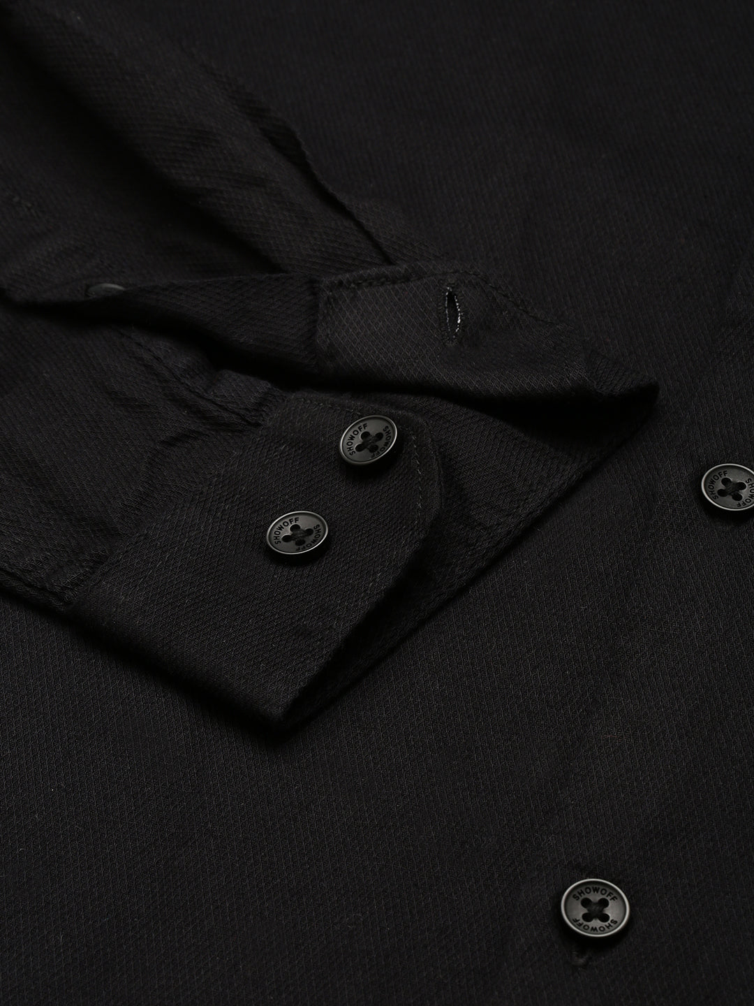Men's Black Textured Casual Shirt