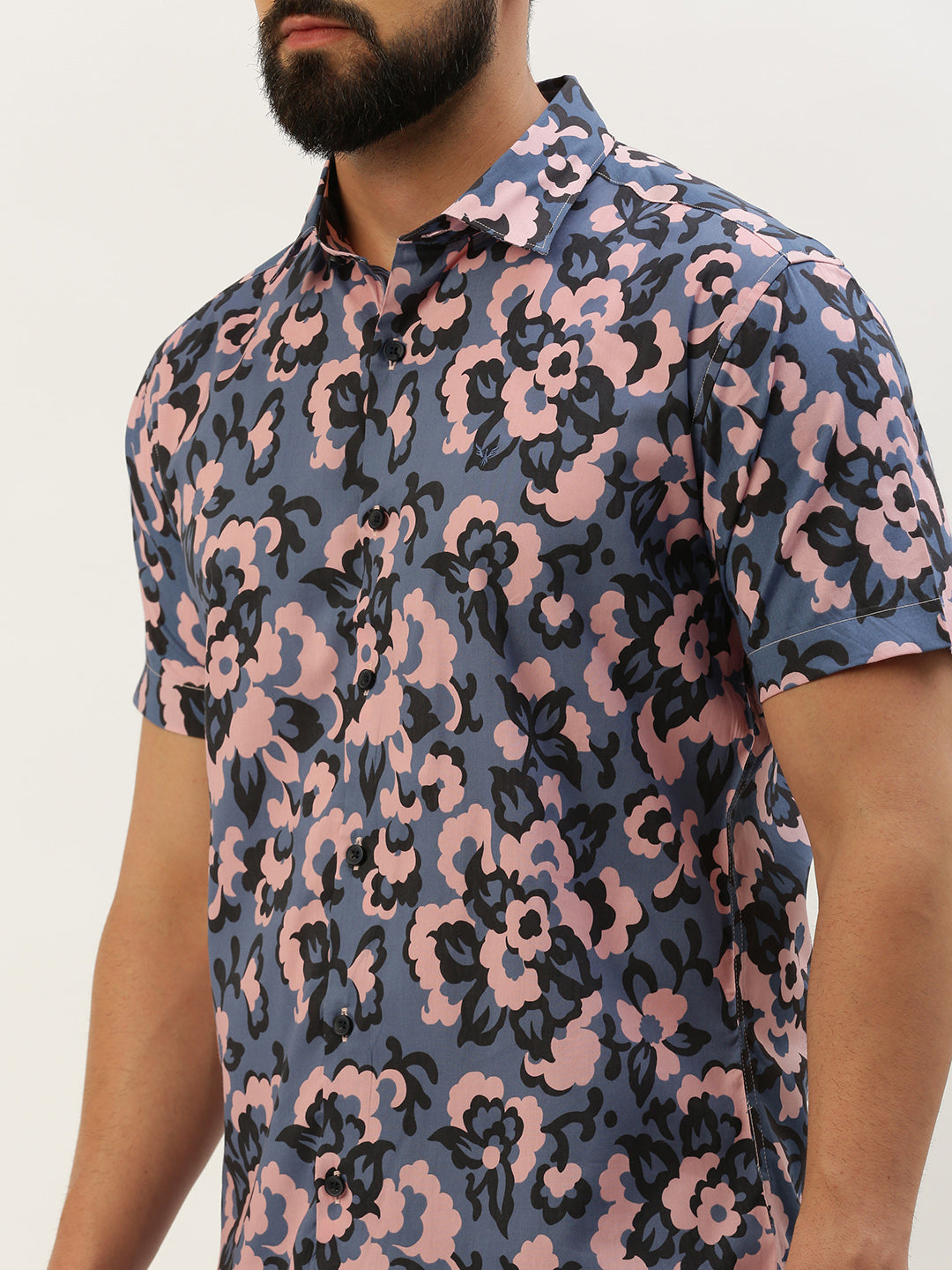 Men Blue Printed Casual Shirt