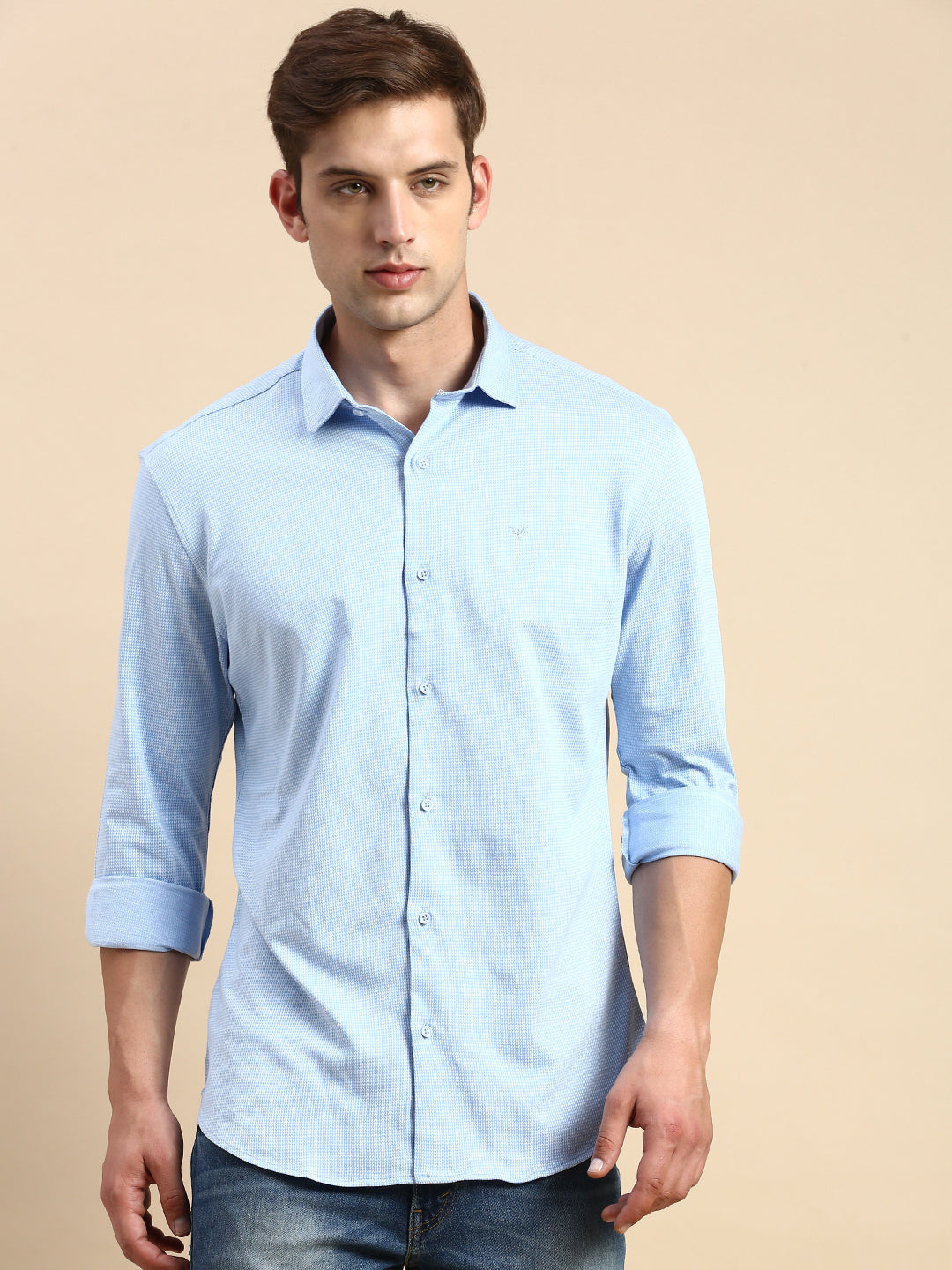 Men Blue Printed Casual Shirt