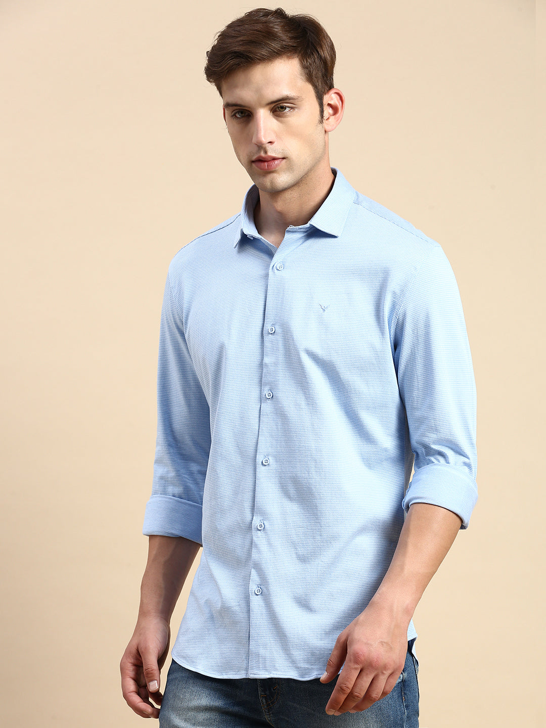 Men Blue Printed Casual Shirt