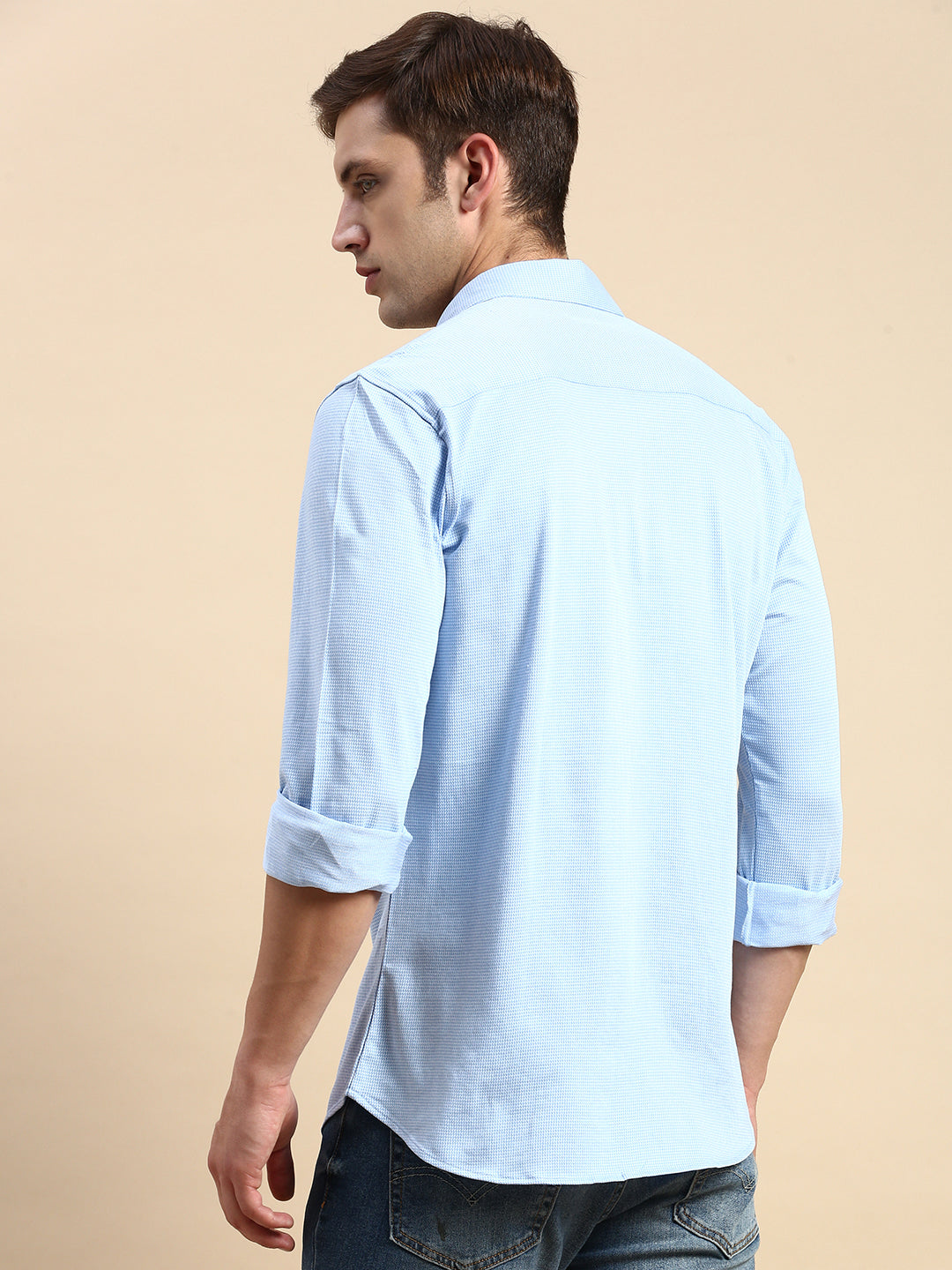 Men Blue Printed Casual Shirt