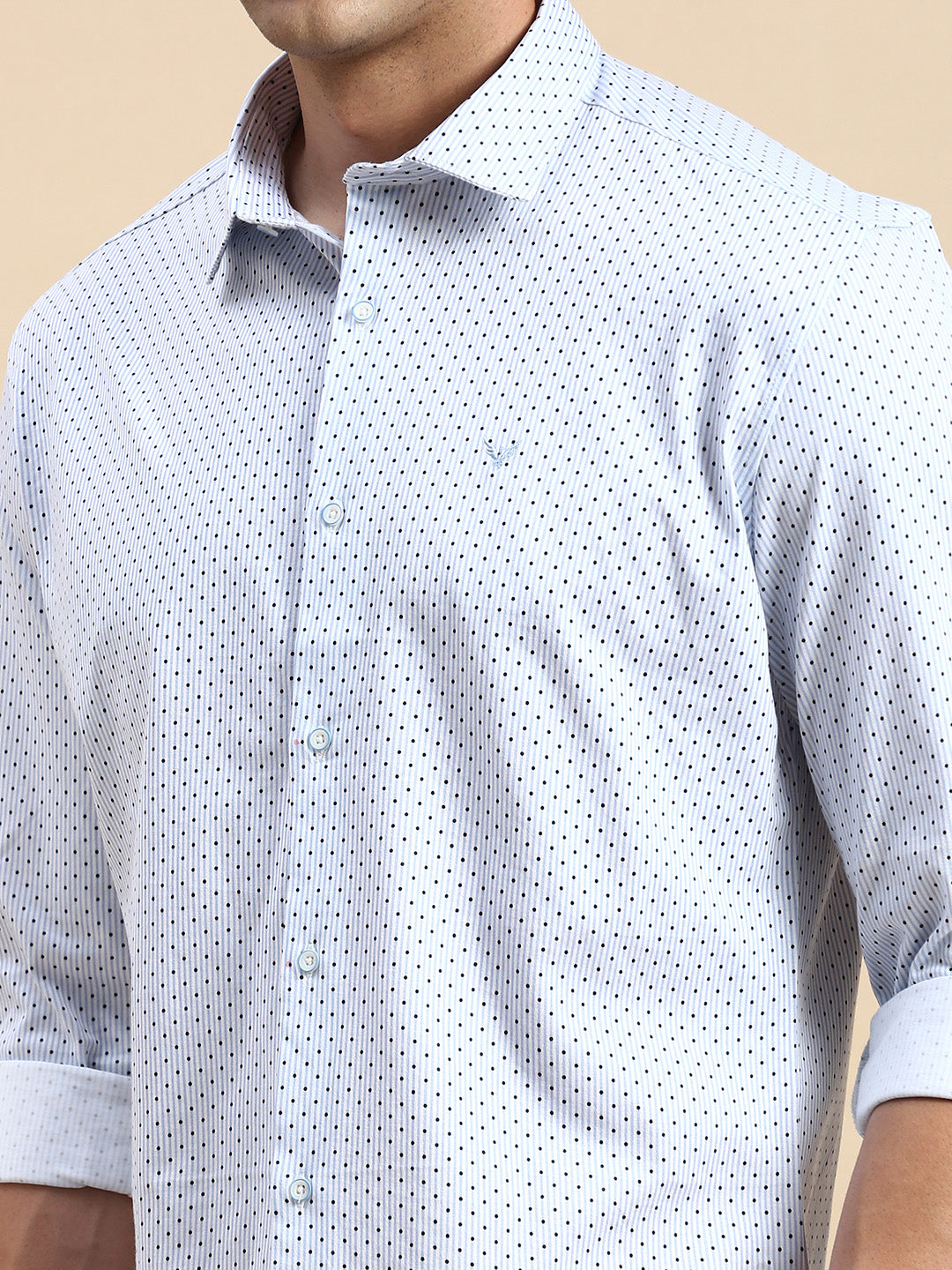 Men White Striped Casual Shirt