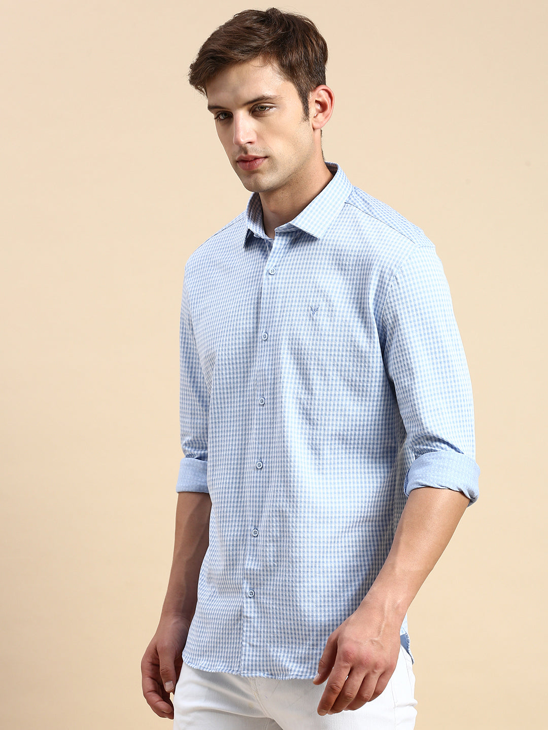 Men Blue Checked Casual Shirt