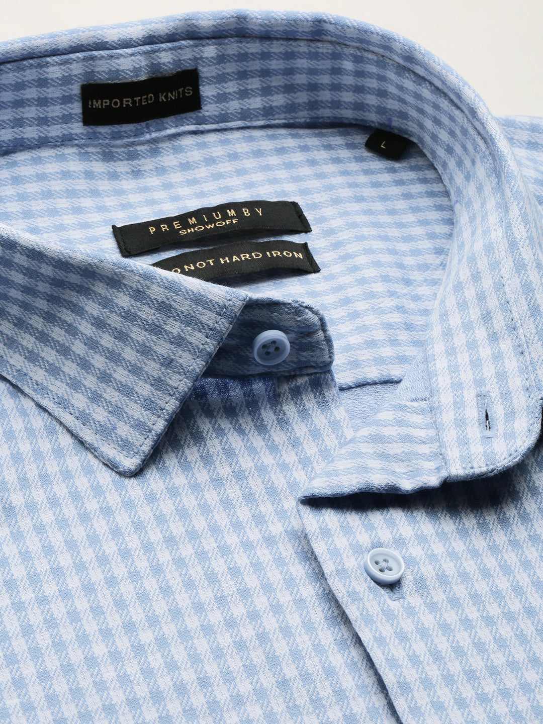 Men Blue Checked Casual Shirt