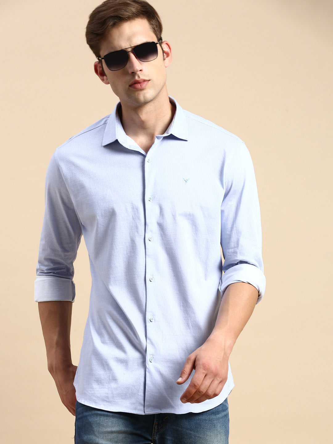 Men Blue Striped Casual Shirt