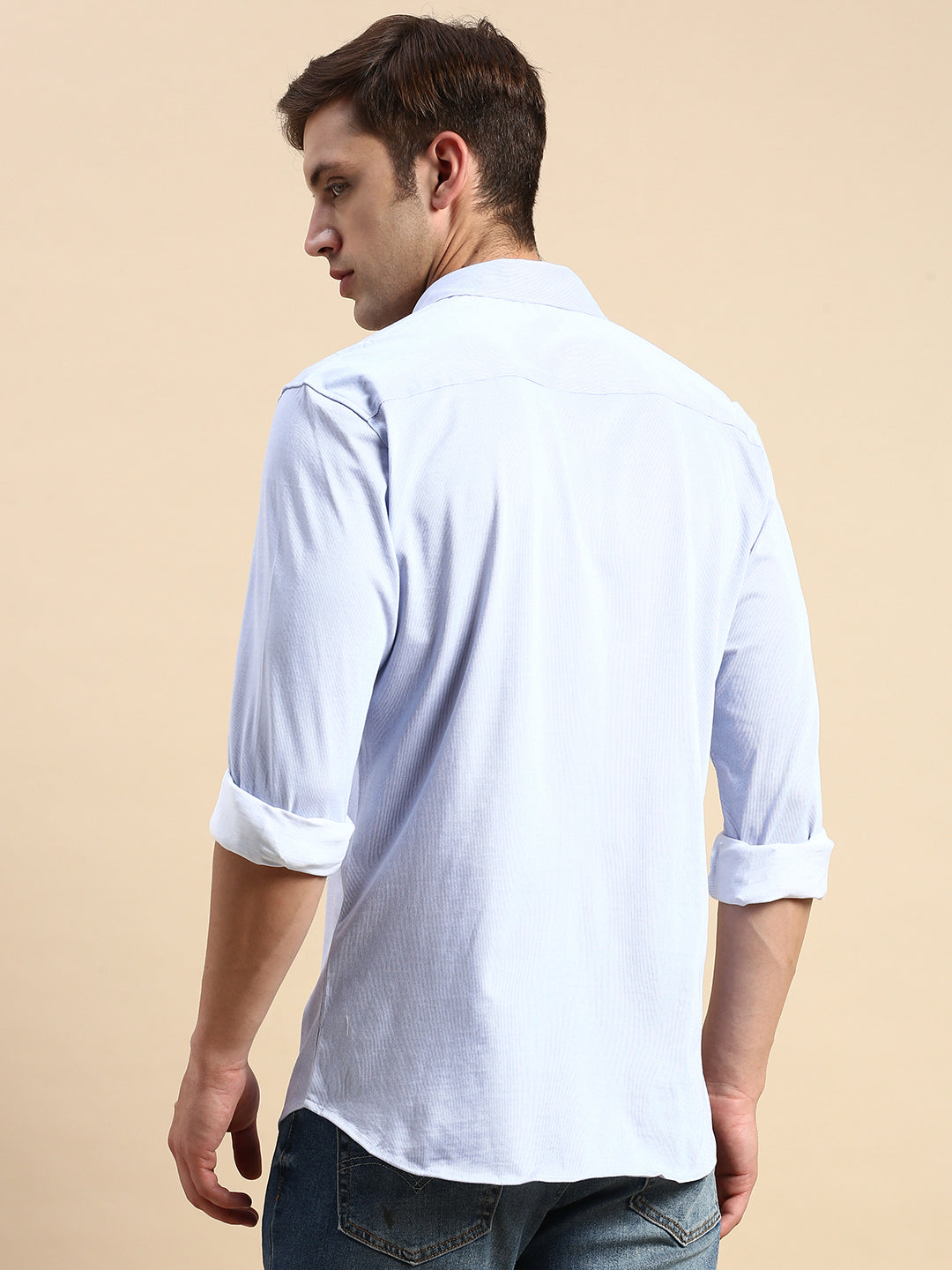 Men Blue Striped Casual Shirt