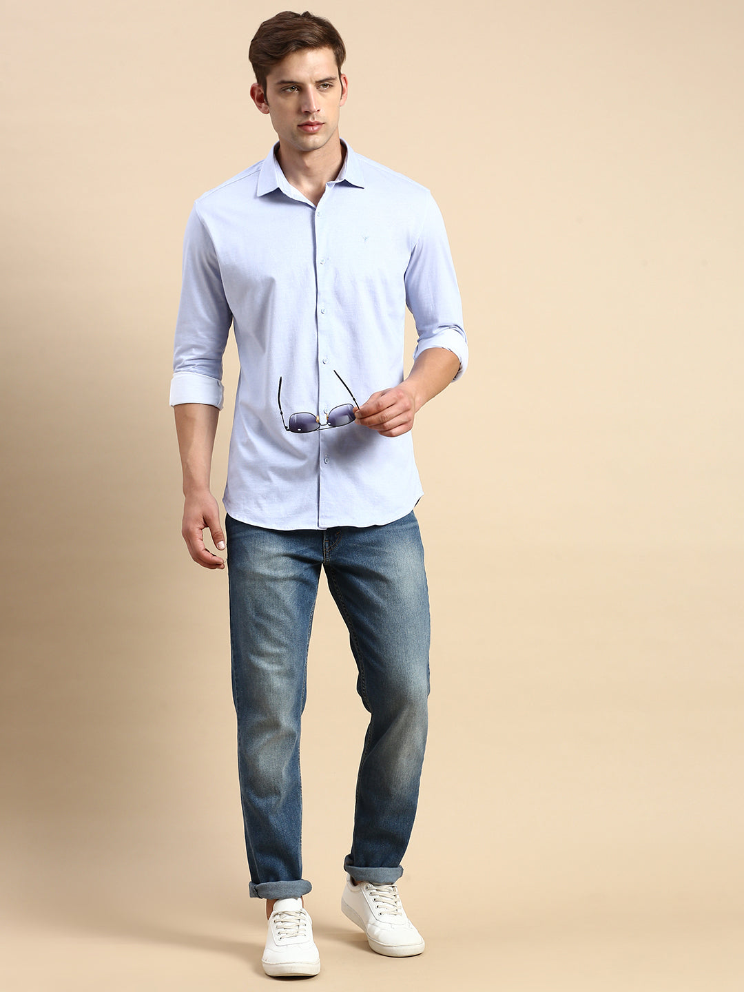 Men Blue Striped Casual Shirt