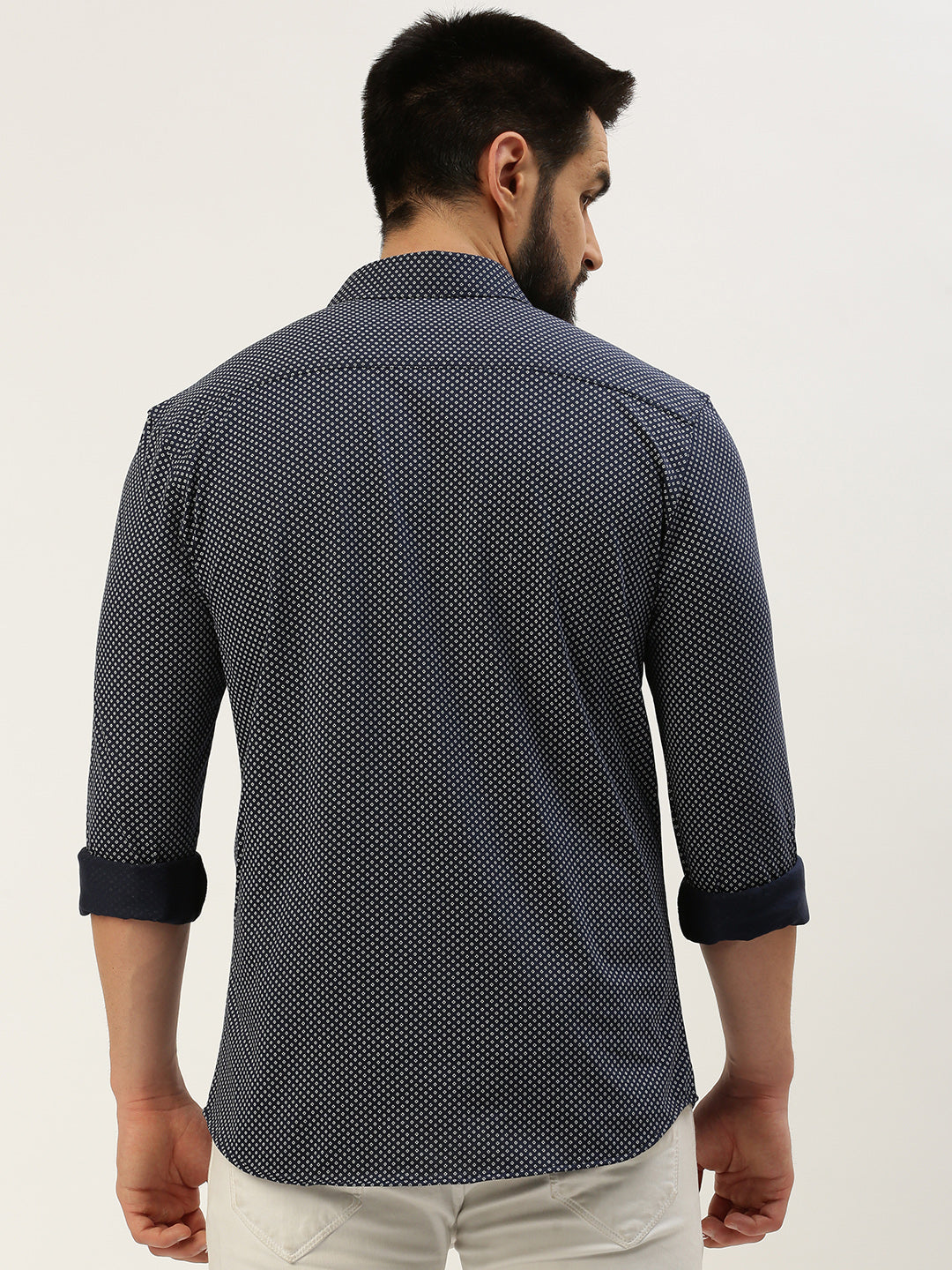 Men Navy Printed Casual Shirt