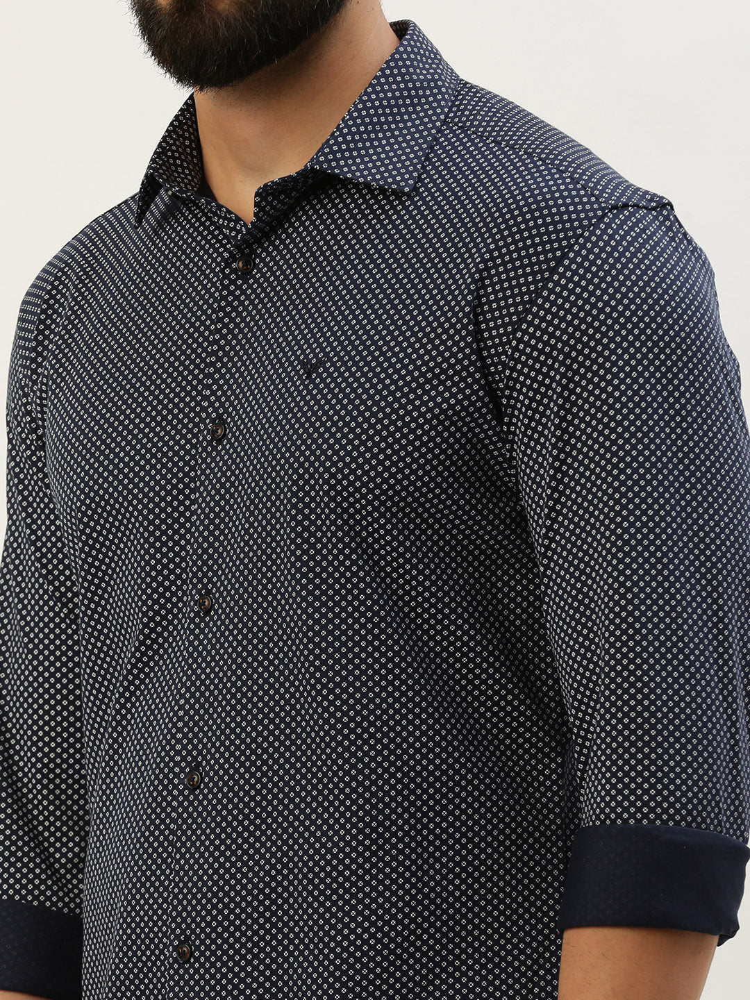 Men Navy Printed Casual Shirt