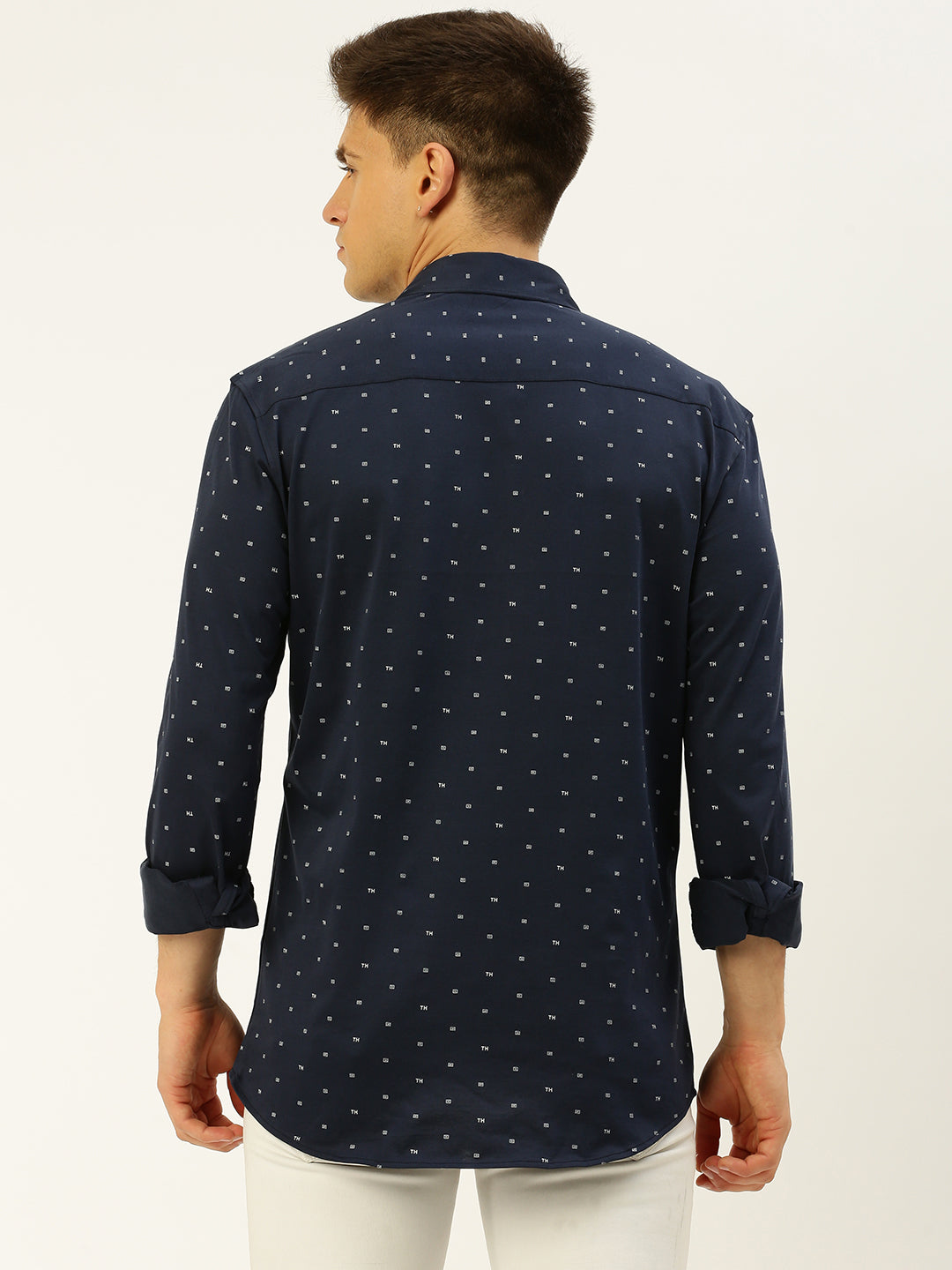 Men Navy Printed Casual Shirt