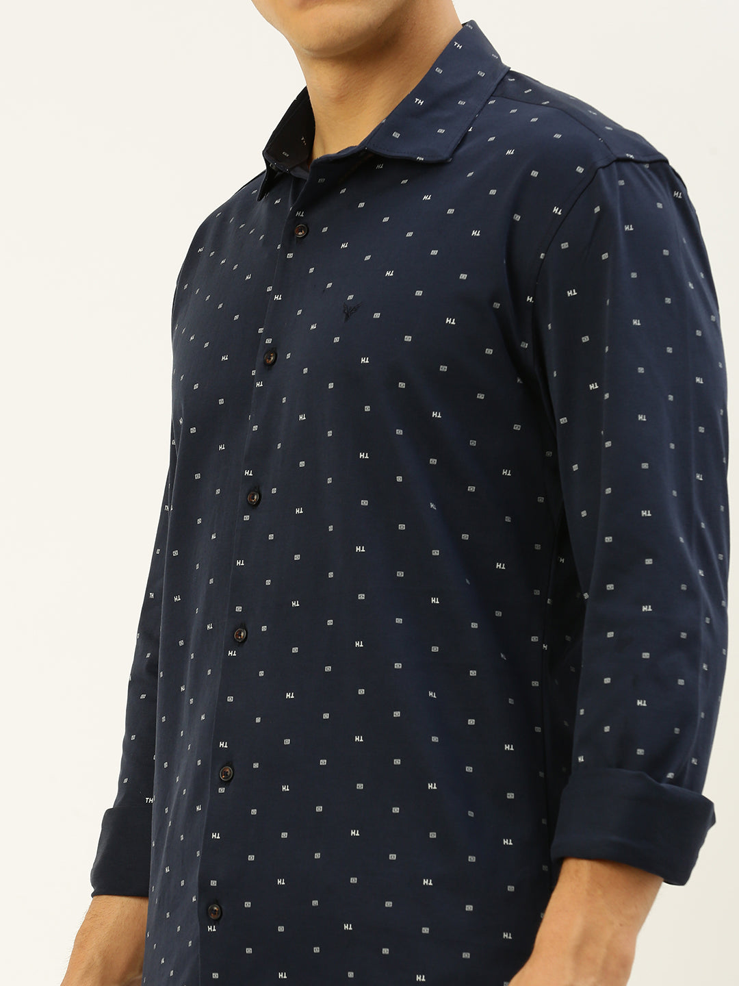 Men Navy Printed Casual Shirt