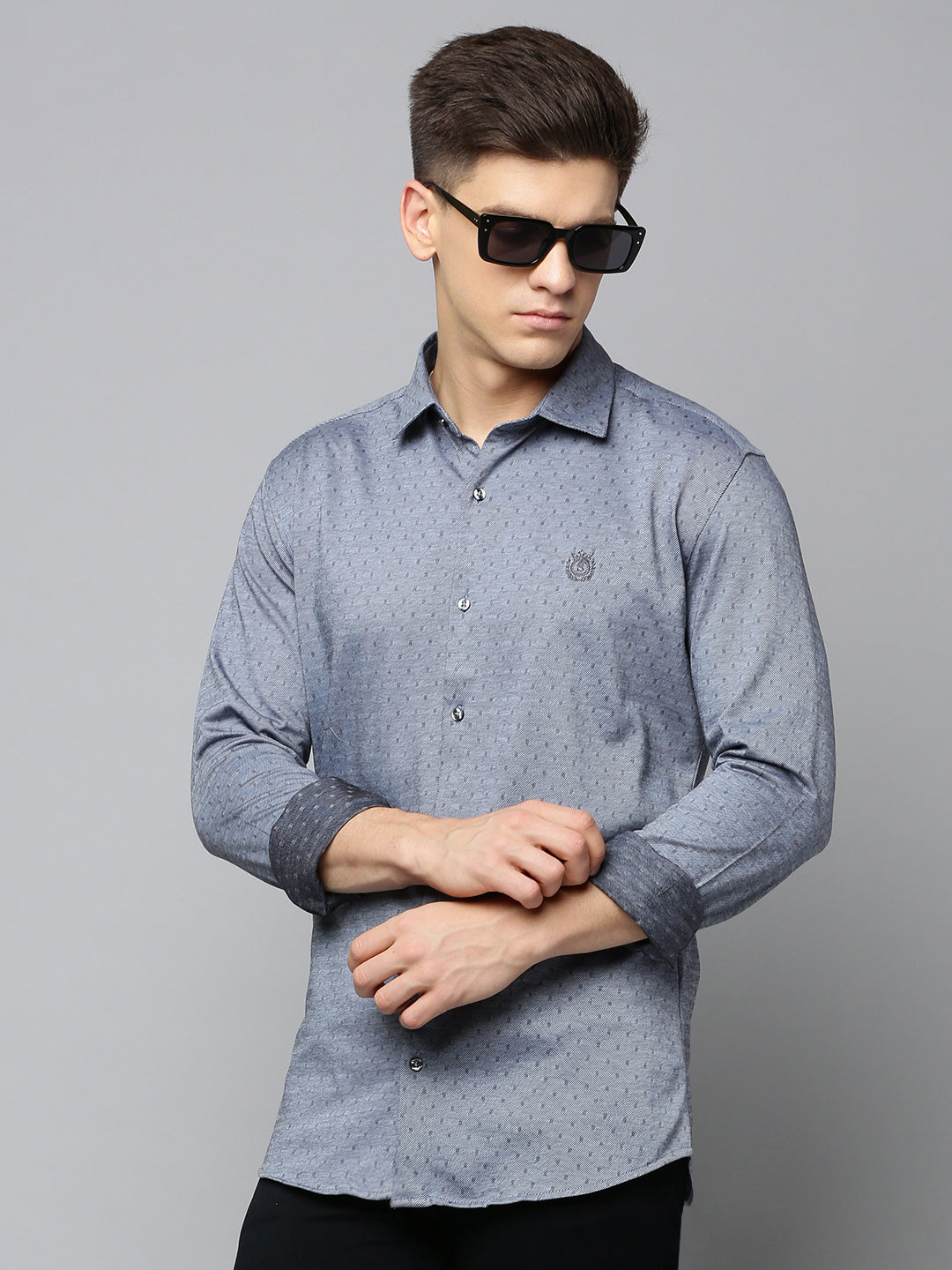 Men Grey Solid Casual Shirt