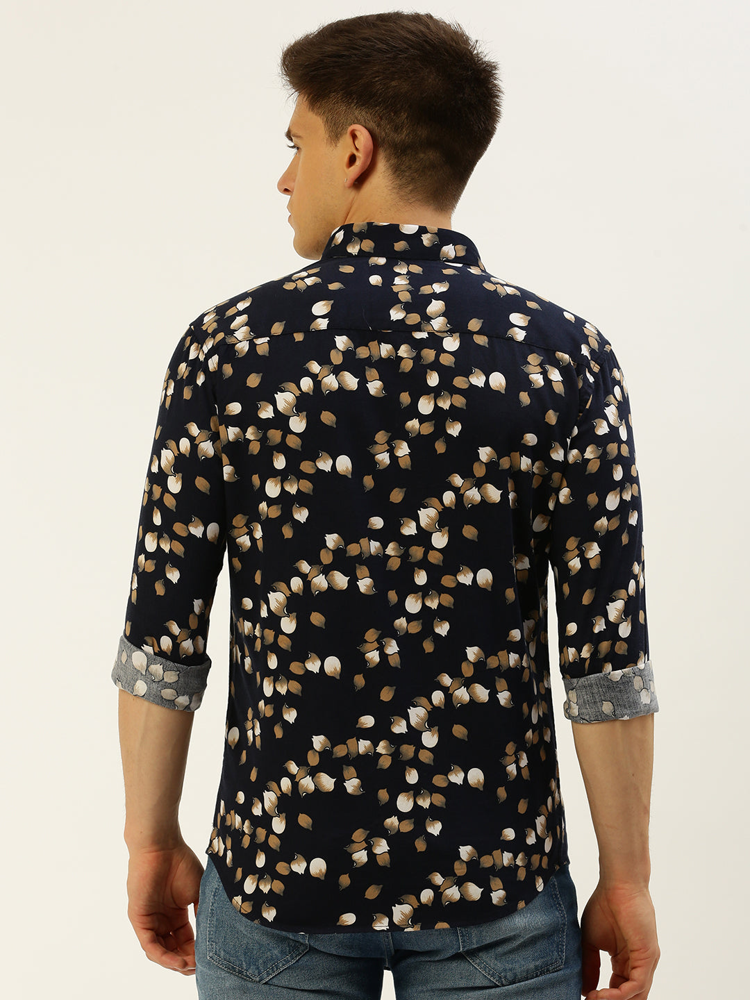 Men Navy Printed Casual Shirt