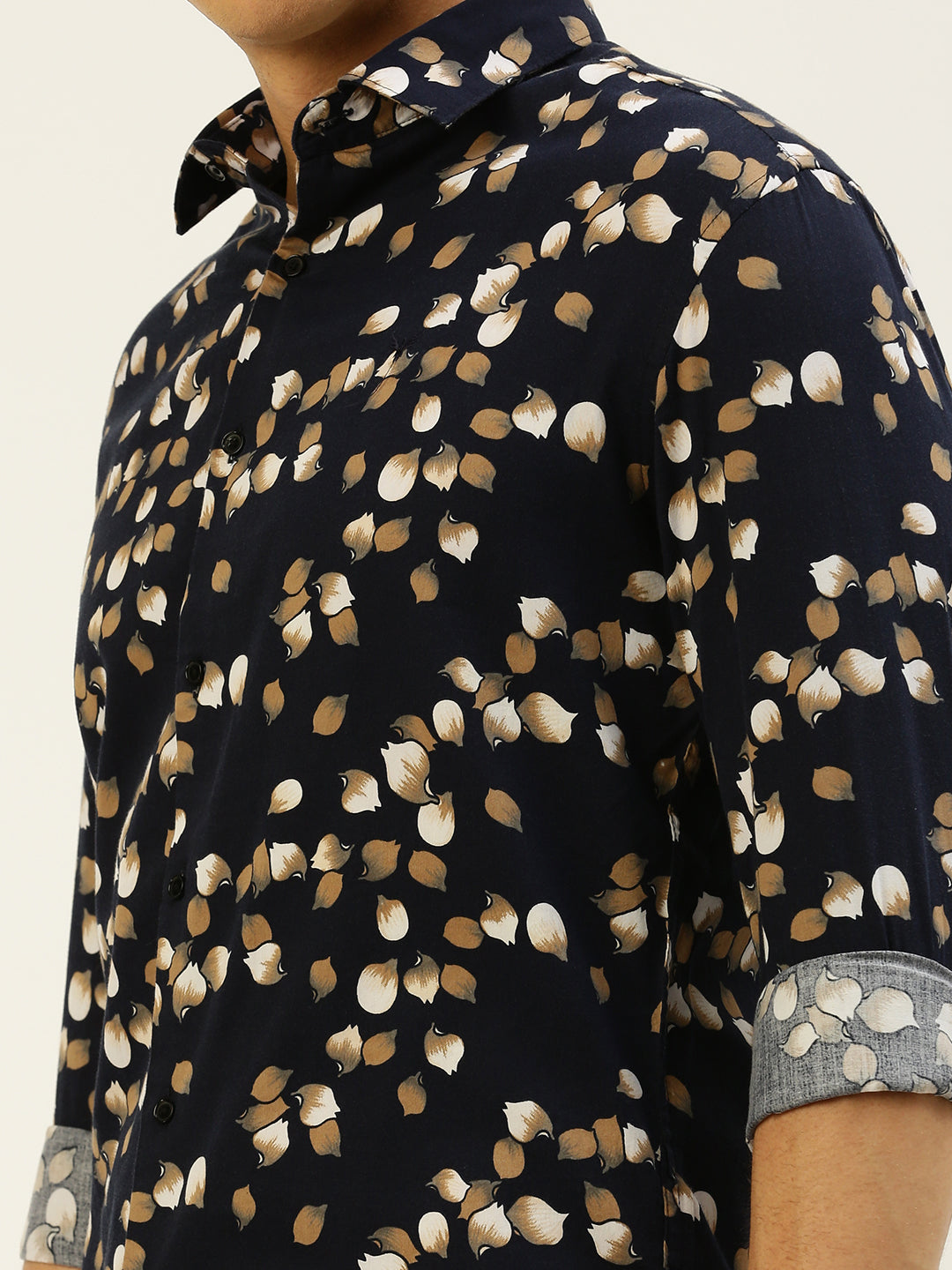 Men Navy Printed Casual Shirt