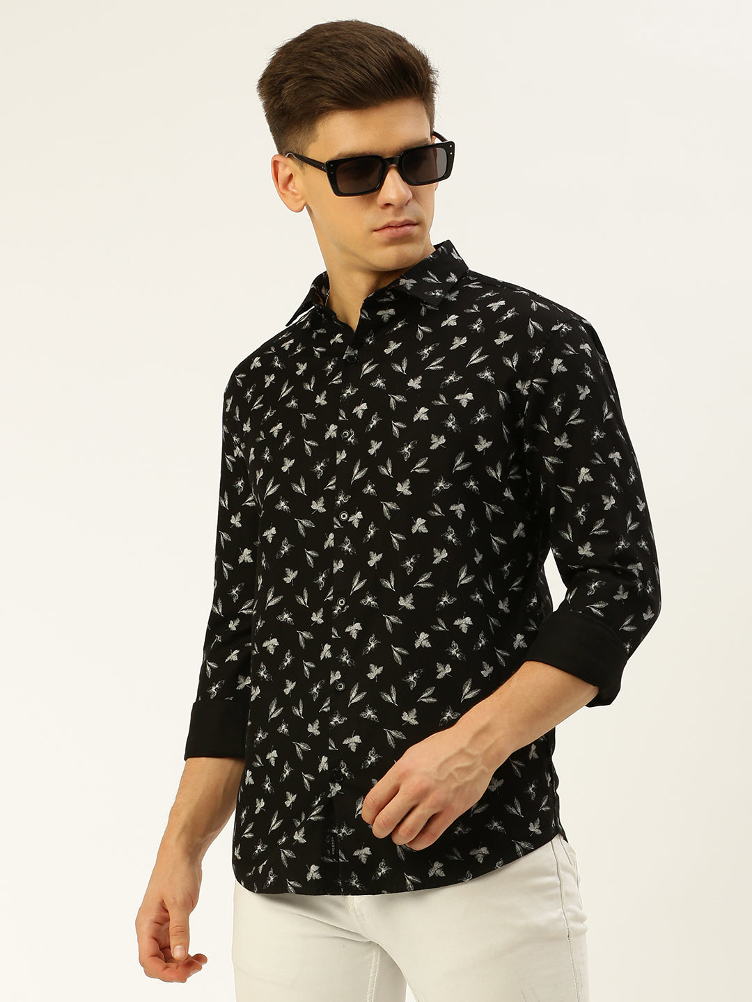 Men Black Printed Casual Shirt