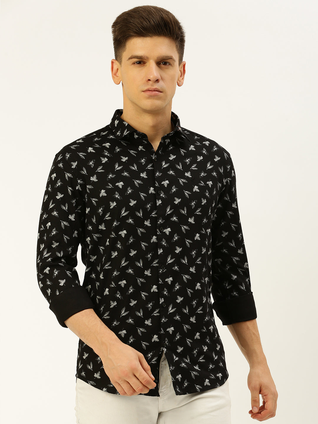 Men Black Printed Casual Shirt