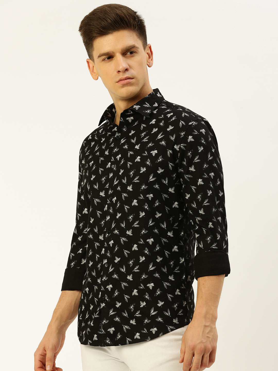 Men Black Printed Casual Shirt