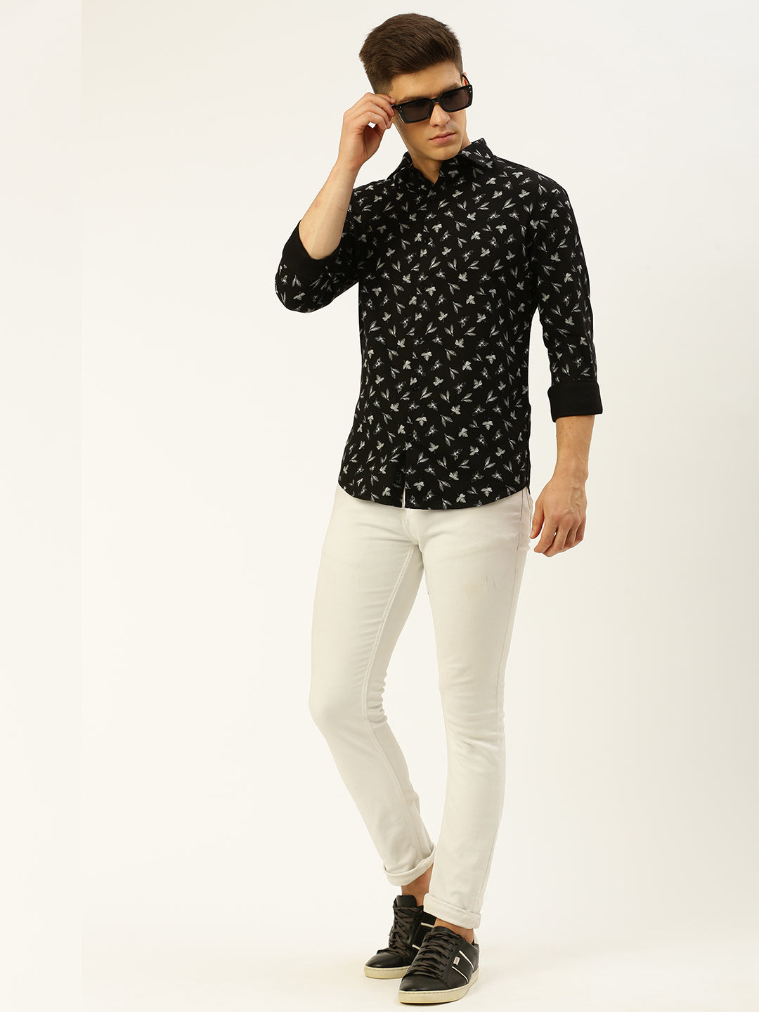 Men Black Printed Casual Shirt