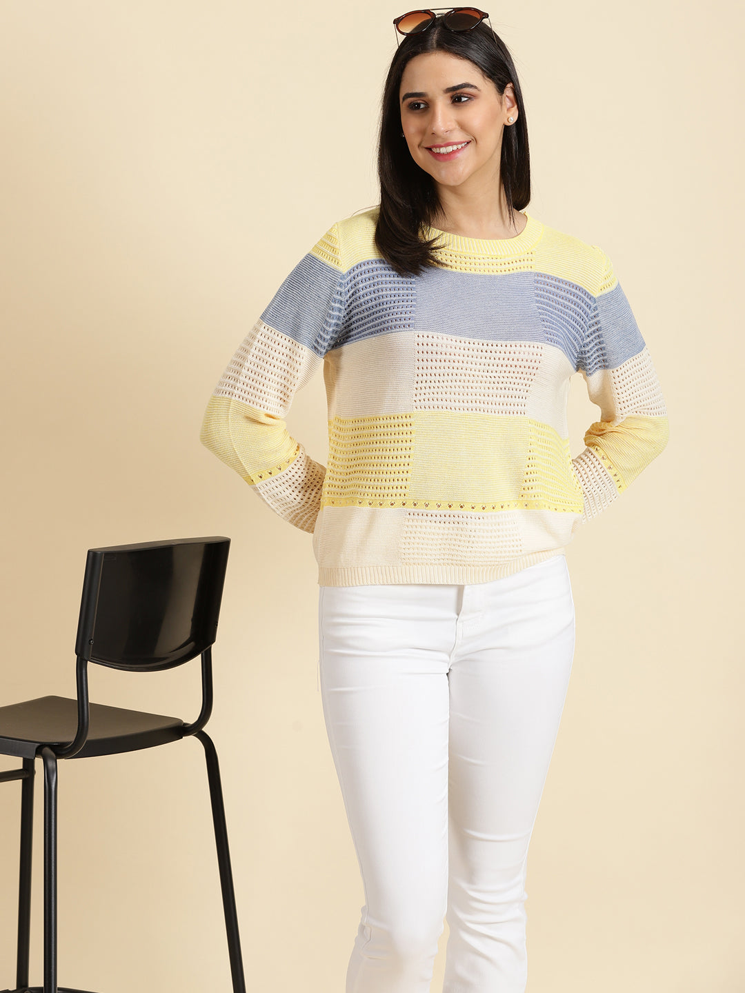 Women's Yellow Colourblock Top