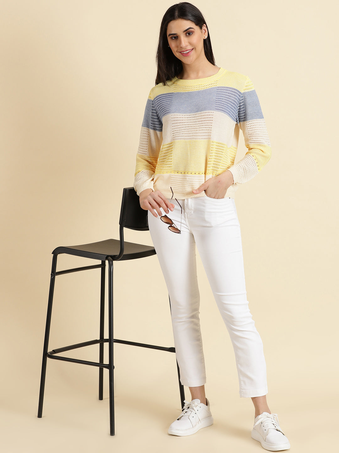 Women's Yellow Colourblock Top