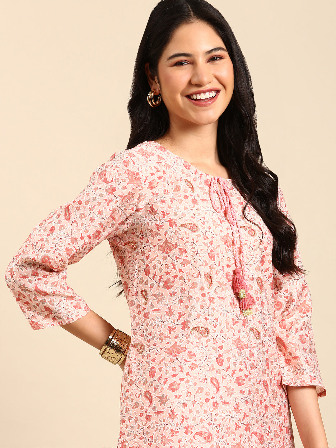 Women's Pink Printed Kurta Set