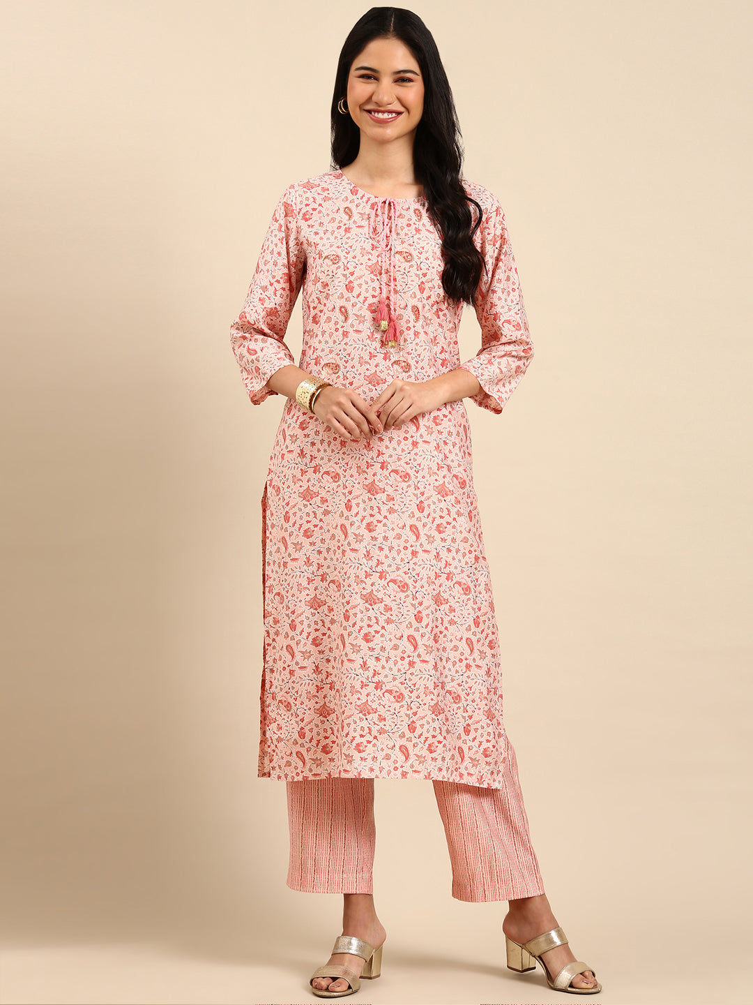 Women's Pink Printed Kurta Set