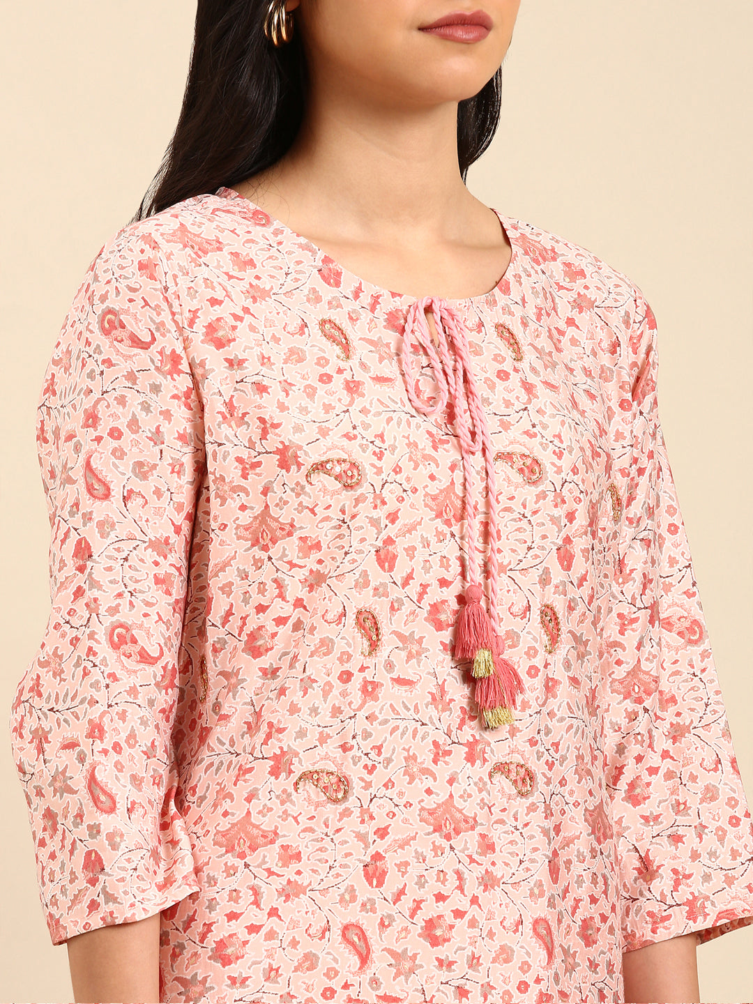 Women's Pink Printed Kurta Set