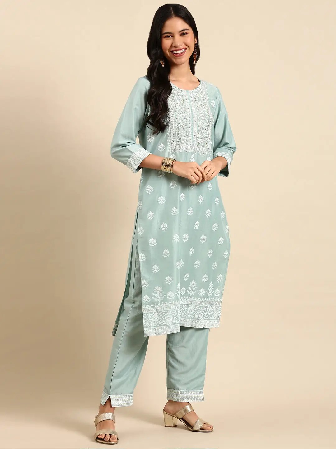 Women's Green Printed Kurta Set