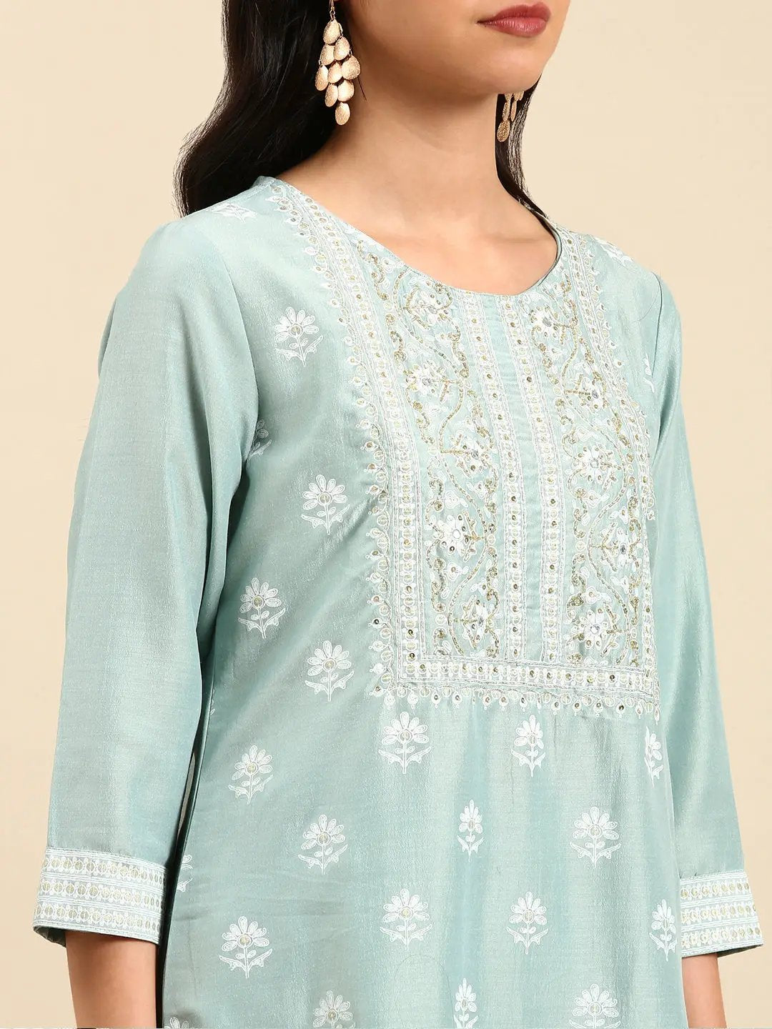 Women's Green Printed Kurta Set