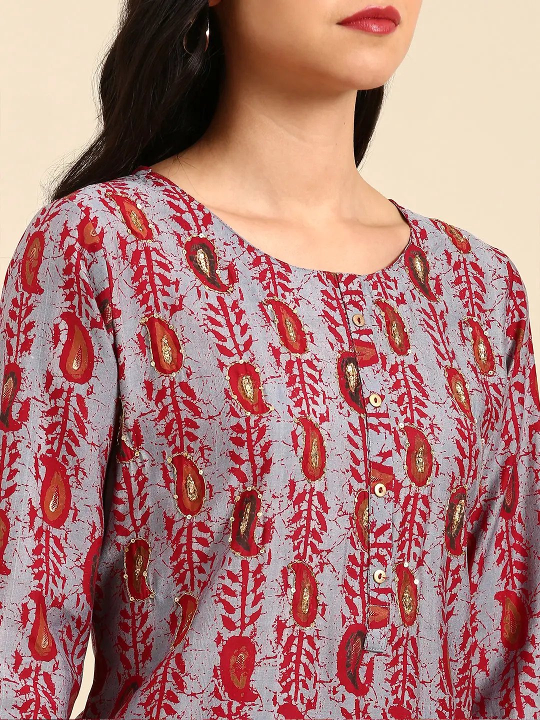 Women's Blue Printed Kurta Set