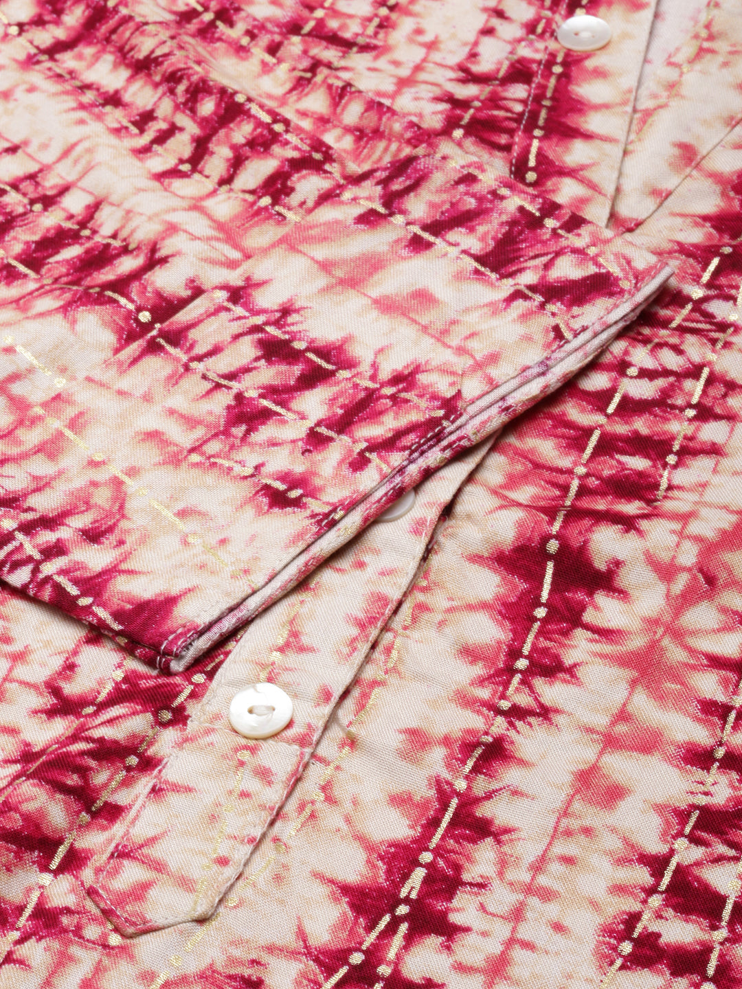 Women's Abstract Pink Straight Kurti