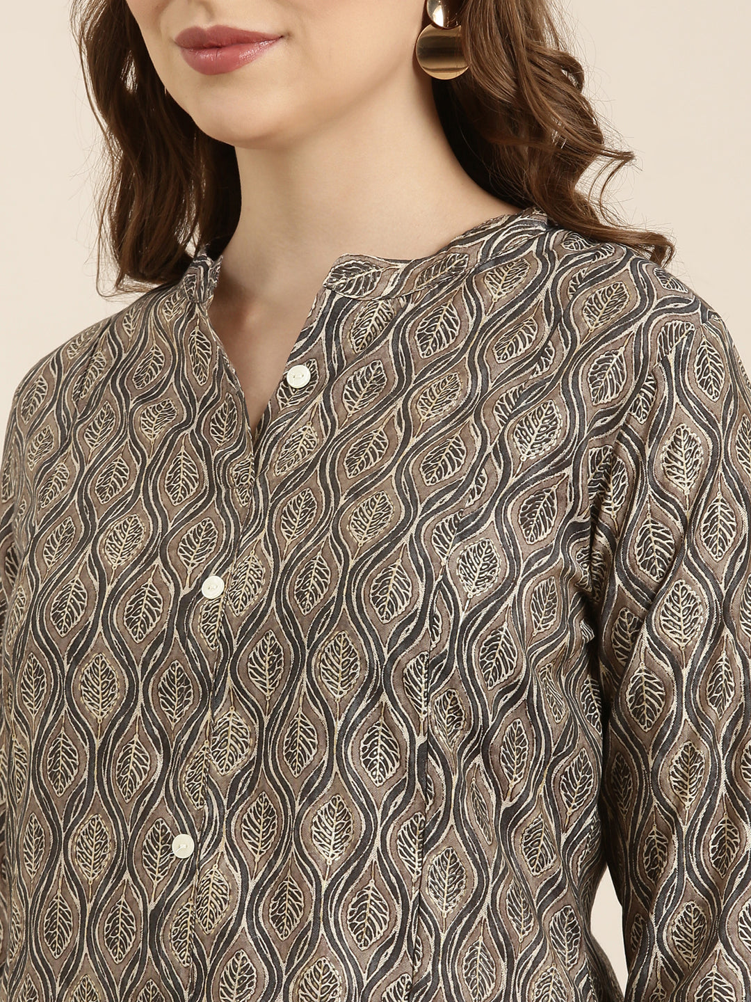 Women A-Line Grey Ethnic Motifs Kurta