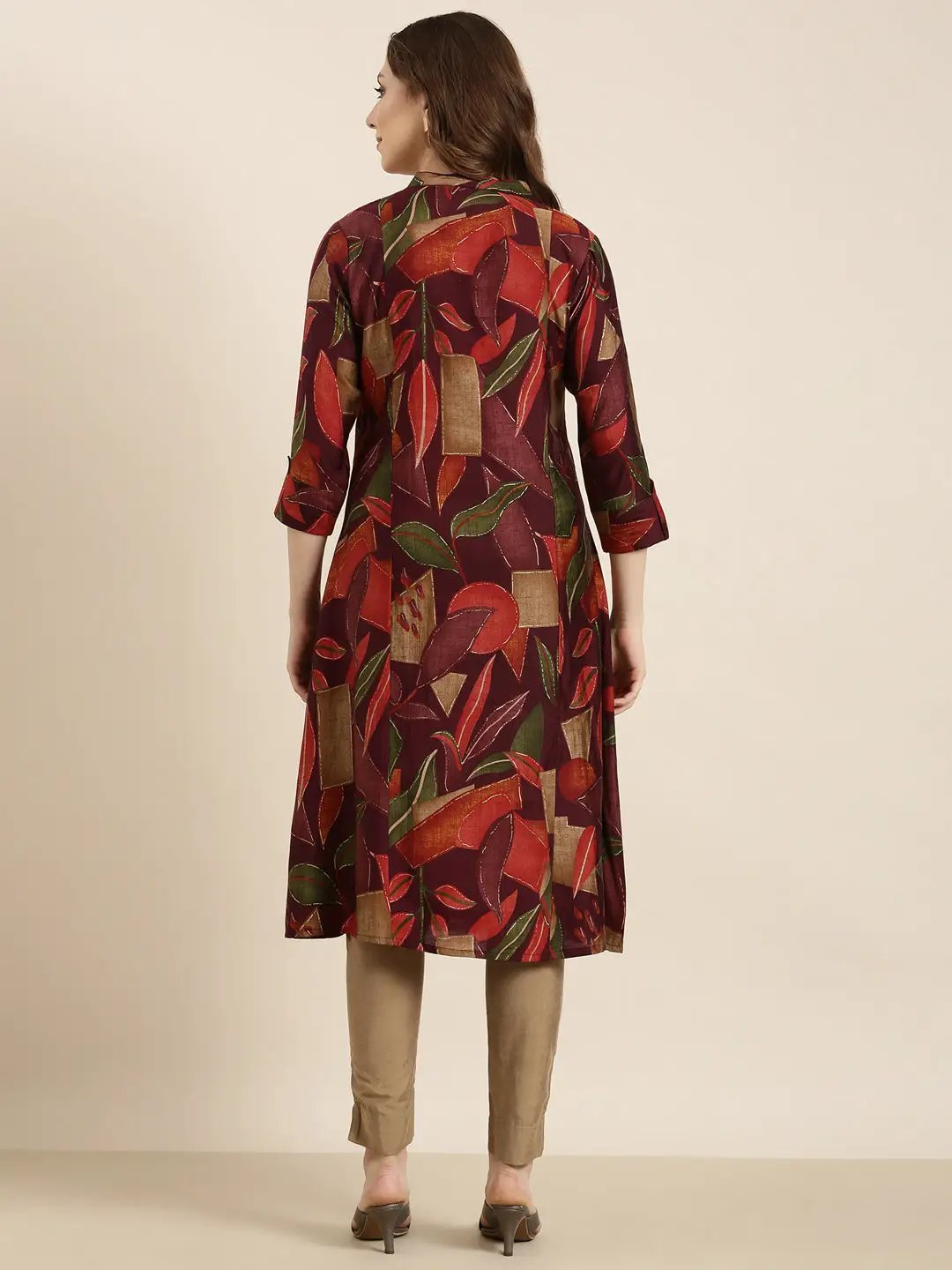Women's A-Line Purple Floral Kurta