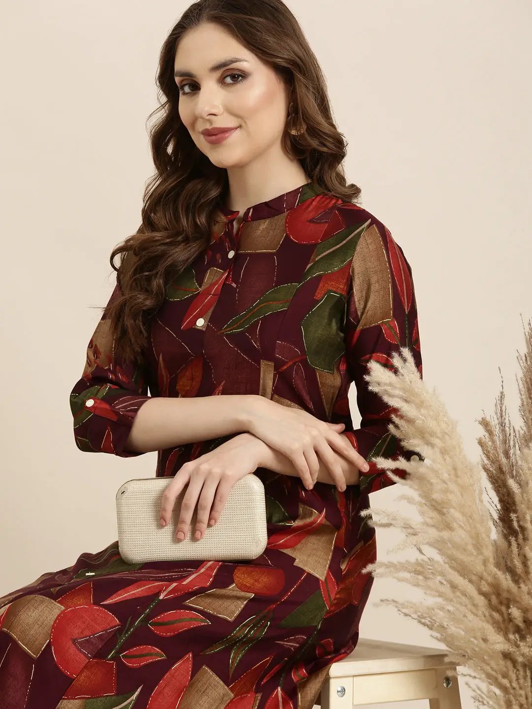 Women's A-Line Purple Floral Kurta